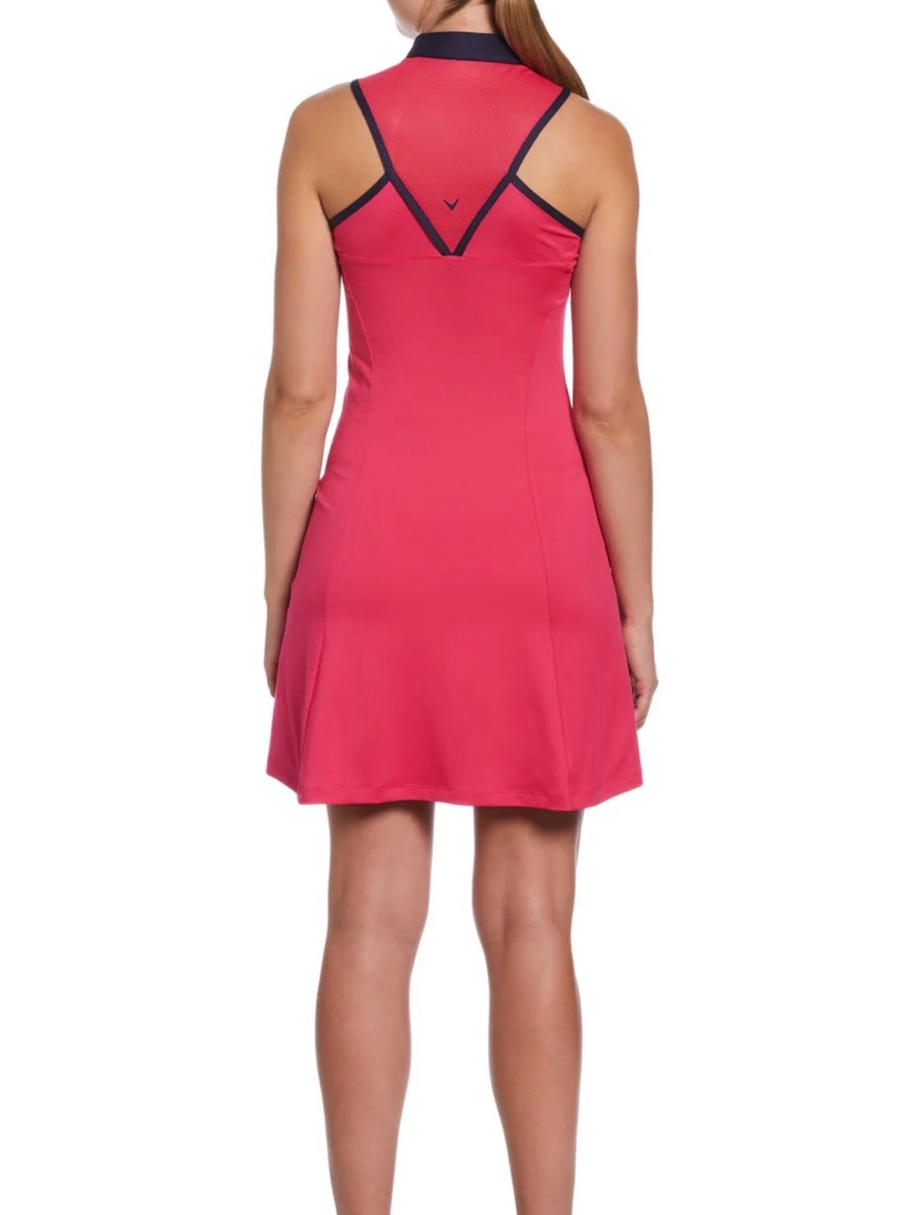 Callaway Coral Racerback Golf Dress with Navy Trim